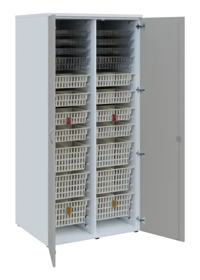 EUROMEDICA D - 90 skříň léková boxová, 2-dveřová, 1950x900x735, korpus bílý, dvířka šedá